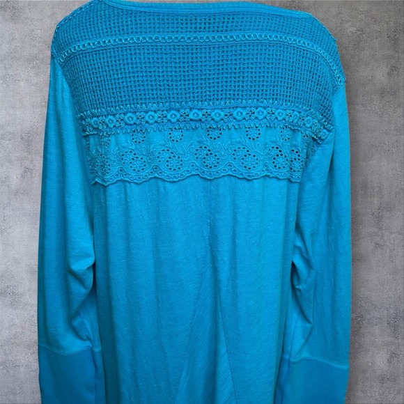 Soft Surroundings Anslie Maxi Dress Womens 1X Blue Embroidered Floral Boho Plus - Picture 5 of 10